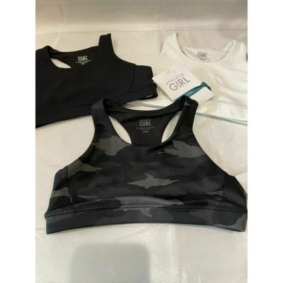 Athleta Other - Athleta Girl (3) New Speed Racer Sports Bras X-Small 6 XS Black, White, Camo